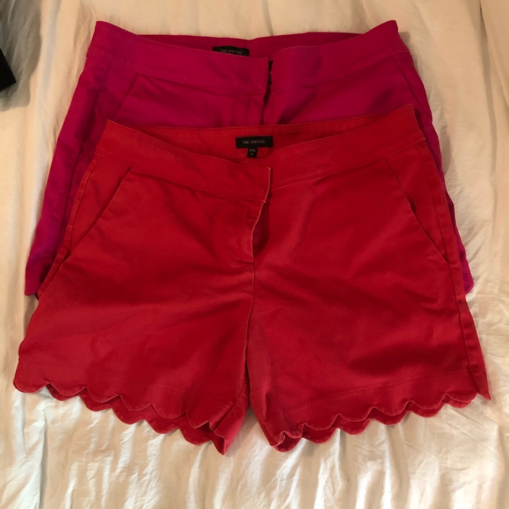 the Limited - 2 pair scalloped hem shorts.
